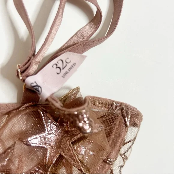 Victoria's Secret Stardust Sheer Star Embroidered Unlined Low Cut Bra (size 32C) - Picture 5 of 9